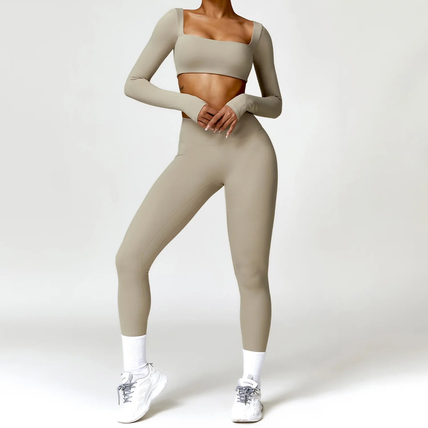 Women's 2-Piece Quick-Dry Yoga Set – Long Sleeve Gym Tracksuit