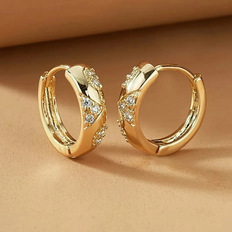 Chic Gold CZ Hoop Earrings – Elegant Everyday & Party Jewelry for Women