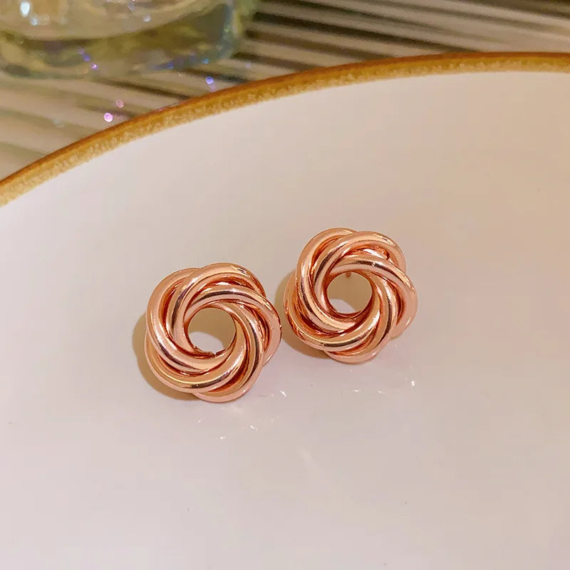 Gold Geometric Multi-Layer Twisted Hoop Earrings for Women – Round Circle Fashion Jewelry