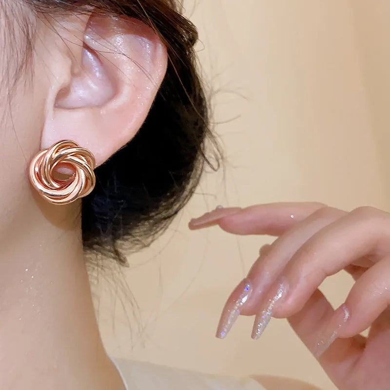 Gold Geometric Multi-Layer Twisted Hoop Earrings for Women – Round Circle Fashion Jewelry