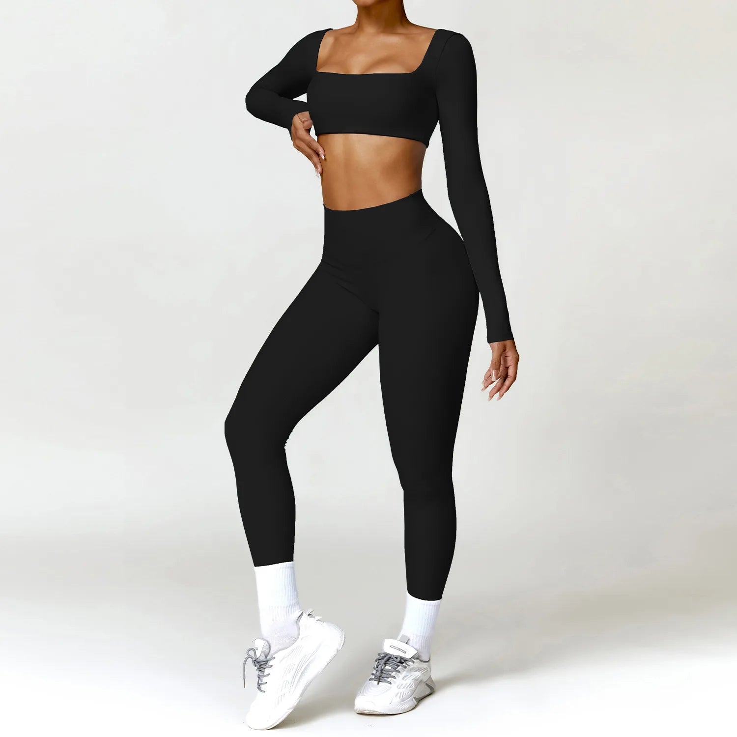 Women's 2-Piece Quick-Dry Yoga Set – Long Sleeve Gym Tracksuit