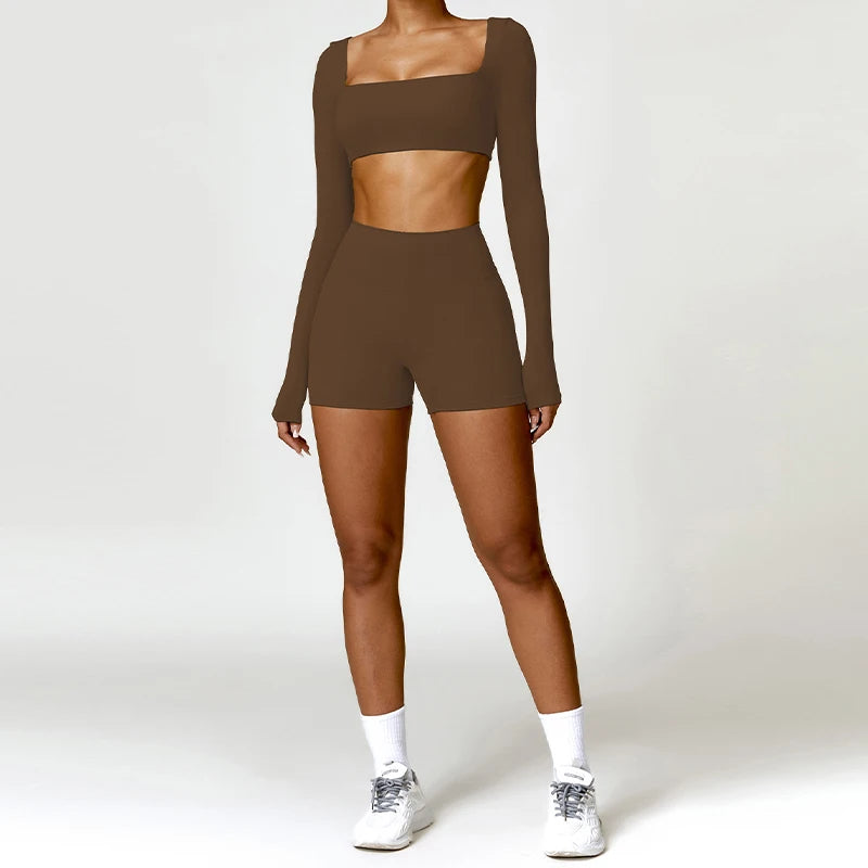 Women's 2-Piece Quick-Dry Yoga Set – Long Sleeve Gym Tracksuit
