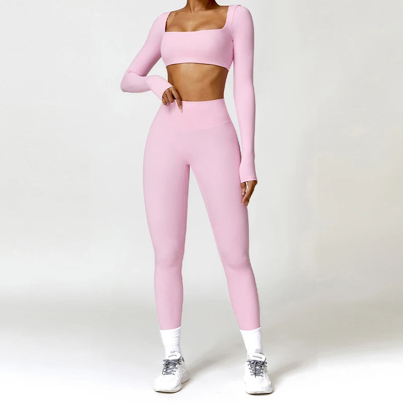 Women's 2-Piece Quick-Dry Yoga Set – Long Sleeve Gym Tracksuit