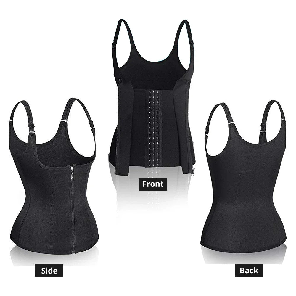 Women's Waist Trainer Tank Top – Zipper Tummy Control Body Shaper Cami