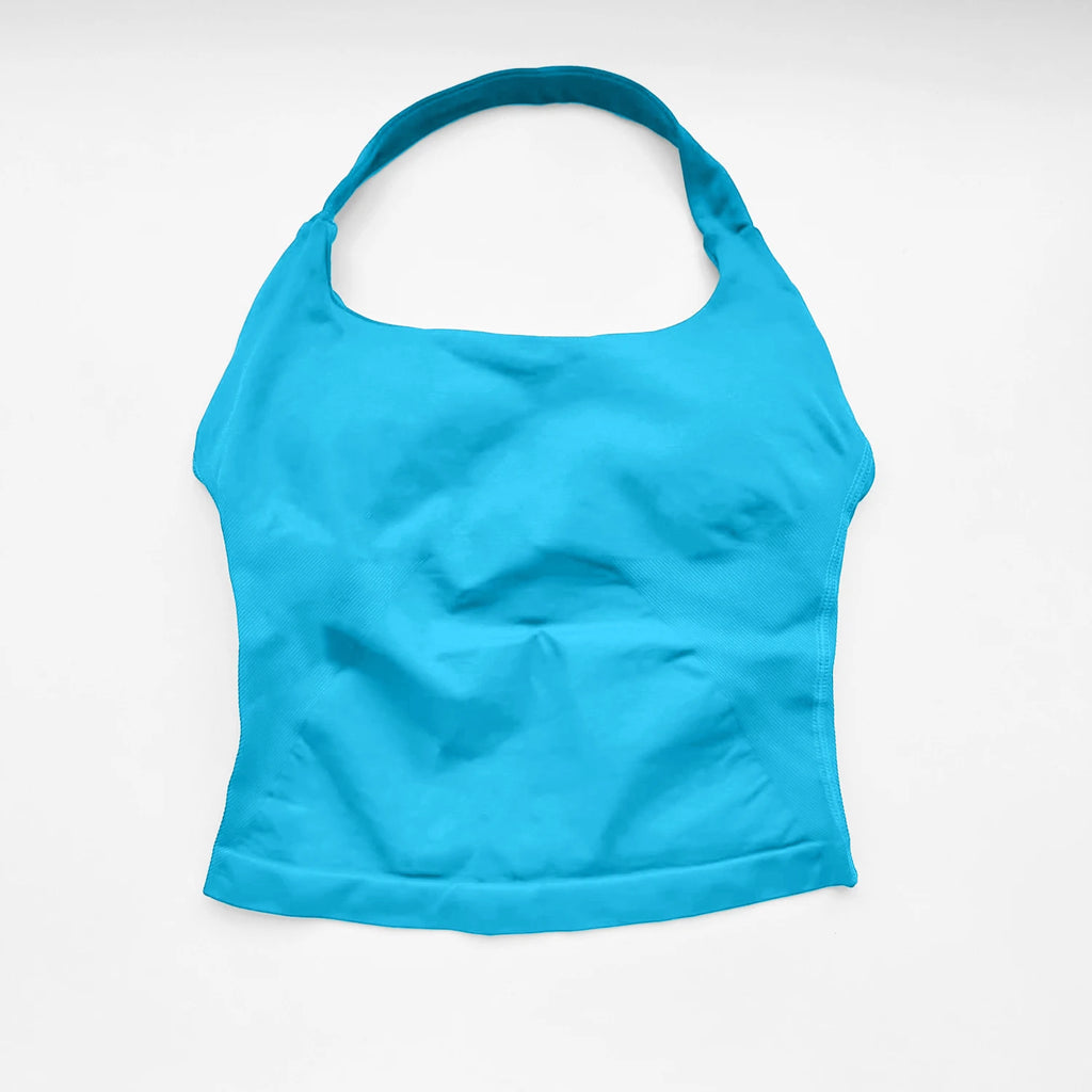 NCLAGEN Women's Halter Tank Top – Padded Longline Yoga & Gym Top
