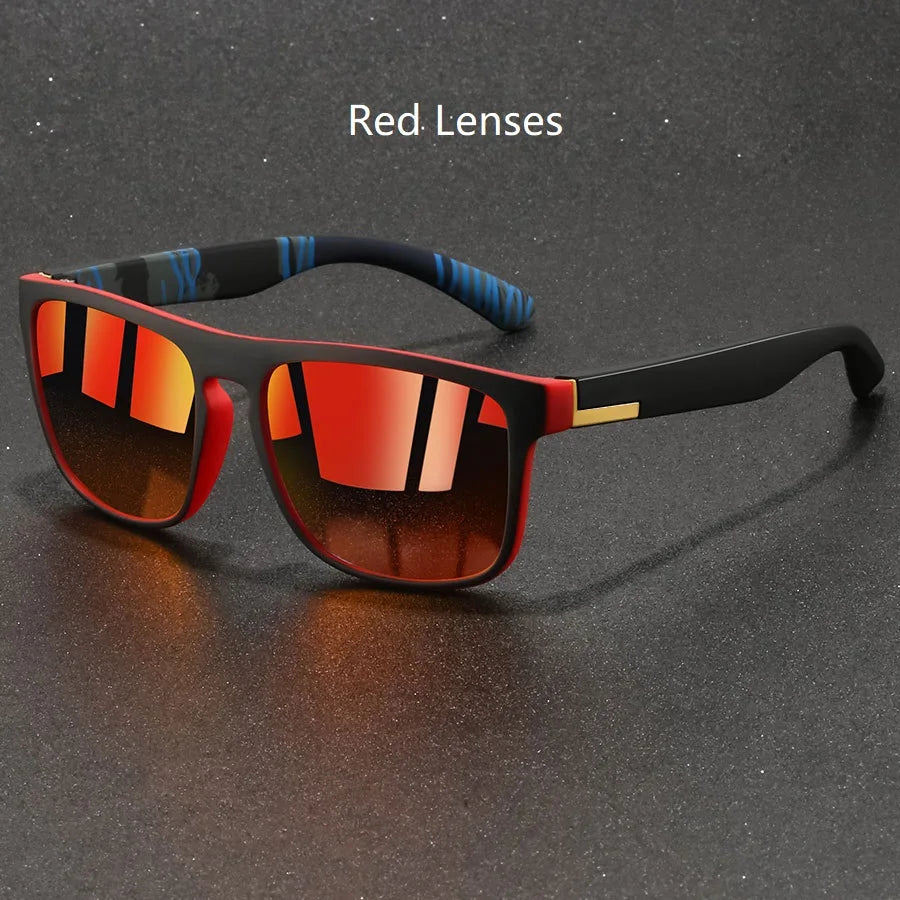 Fashion Square Sports Sunglasses for Men & Women – Polarized-Style Mirror Lens, Driving & Fishing