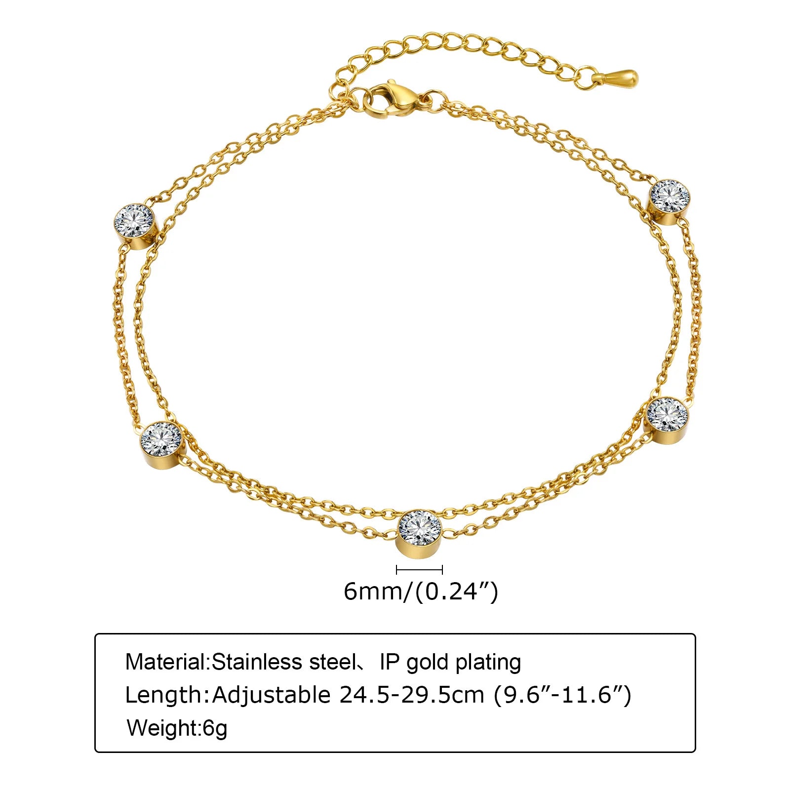 Golden Bead Charm Anklet – Waterproof Stainless Steel Minimalist Beach Jewelry for Women