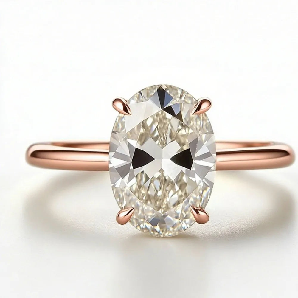 Women's Oval Diamond Engagement Ring – Classic Four-Claw Wedding Ring 2026 Design