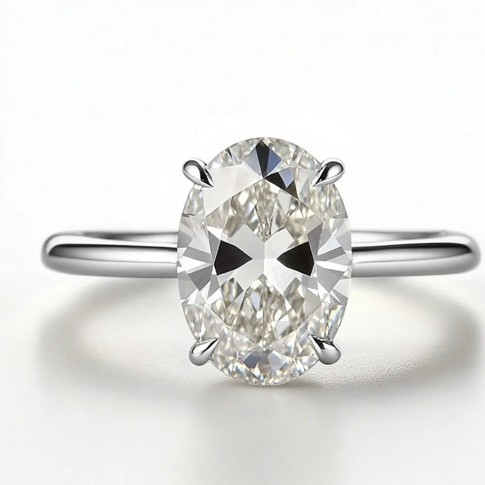 Women's Oval Diamond Engagement Ring – Classic Four-Claw Wedding Ring 2026 Design