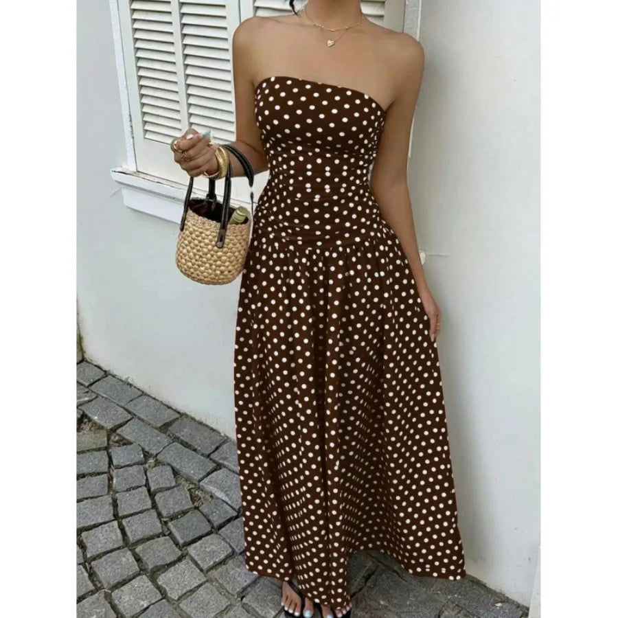 Women's Elegant Bow Neck Mesh Knee-Length Dress – Loose Fit Chiffon Casual Dress