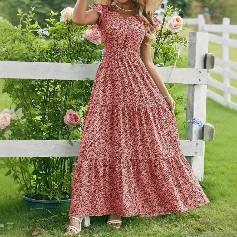Elegant Knee Length Chiffon Dress for Women – Bow Neck Mesh Detail Loose Fit Dress
