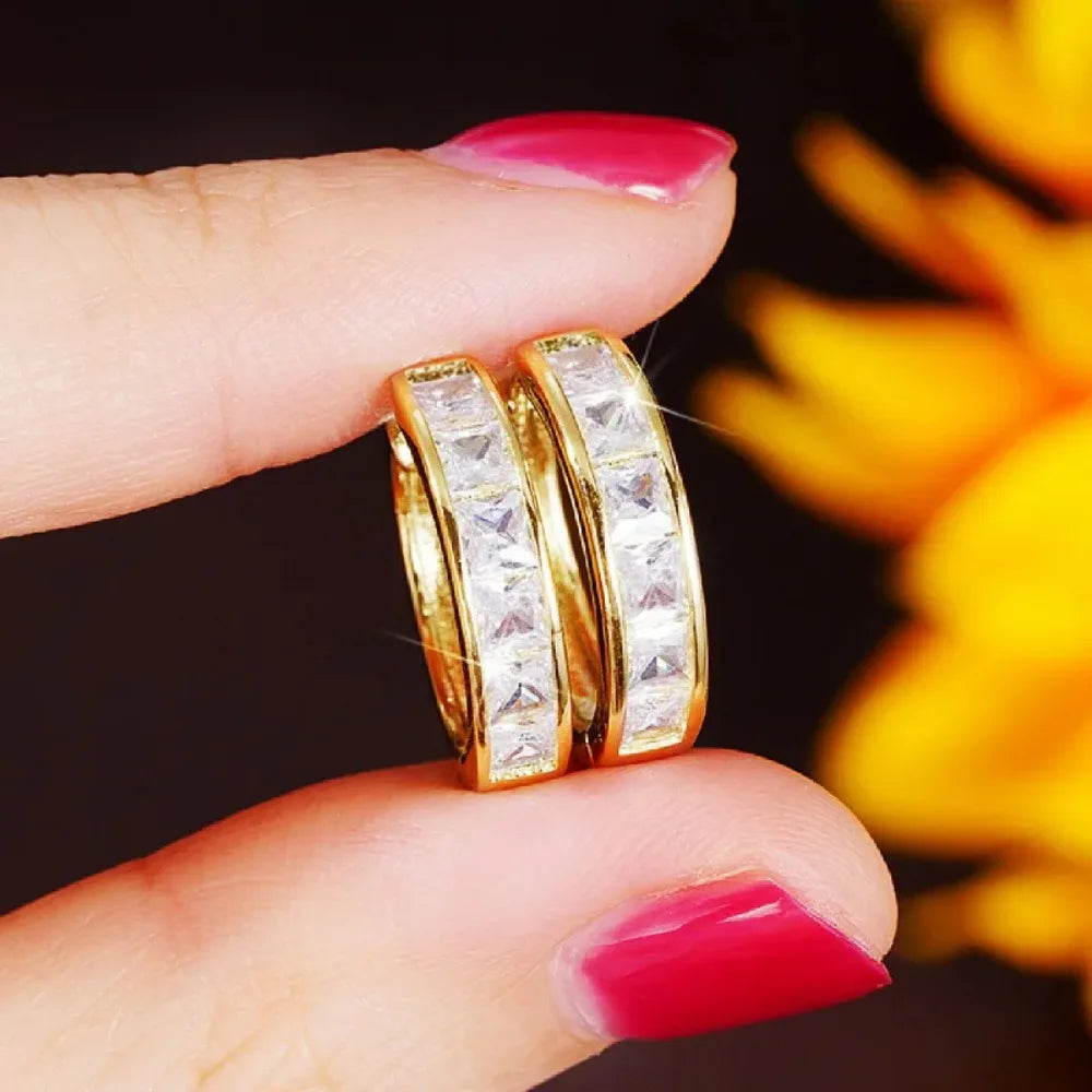 Princess Cut Cubic Zirconia Hoop Earrings – Classic Elegant Jewelry for Women
