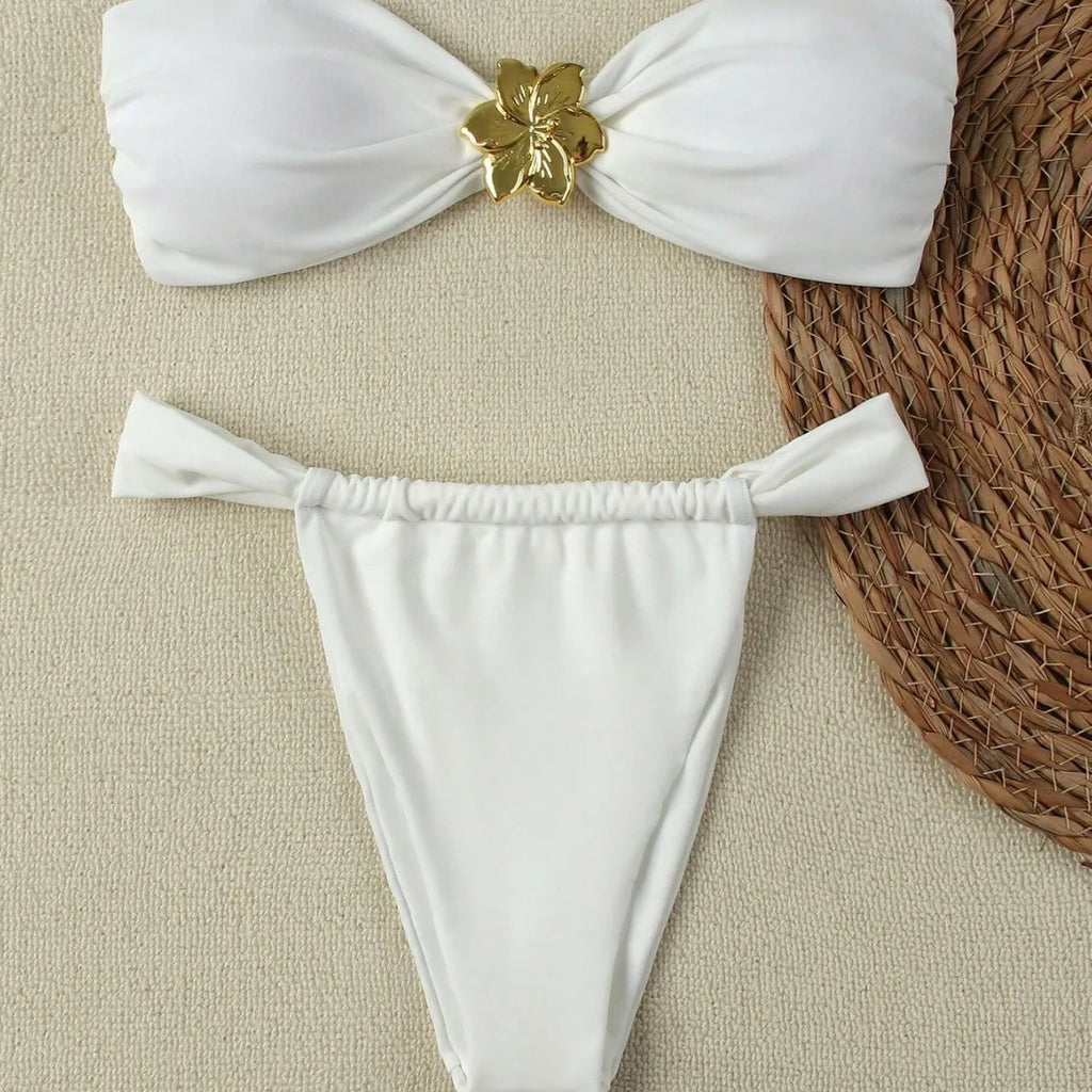 Women's Bandeau Push-Up Bikini Set – Brazilian Thong Swimwear