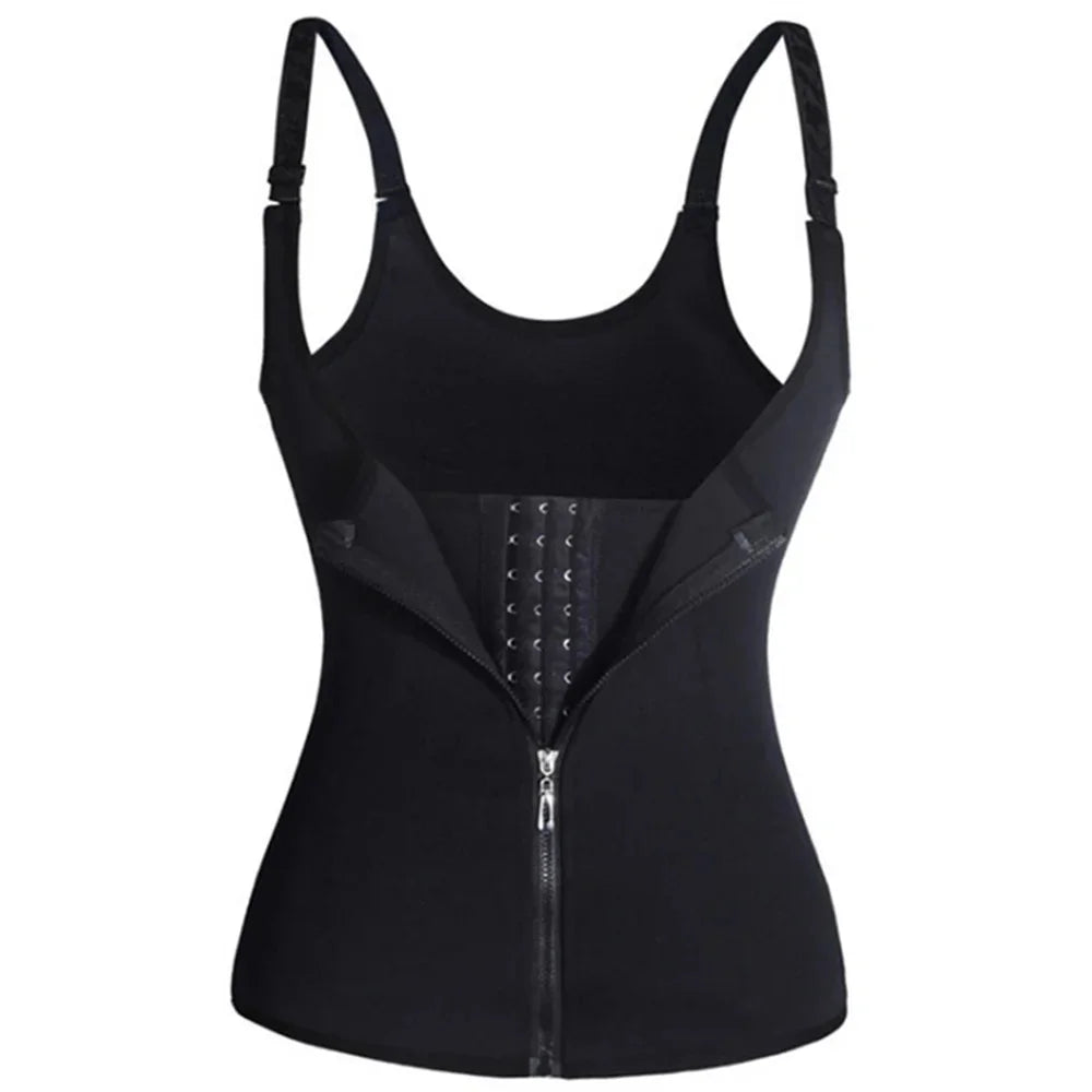 Women's Waist Trainer Tank Top – Zipper Tummy Control Body Shaper Cami